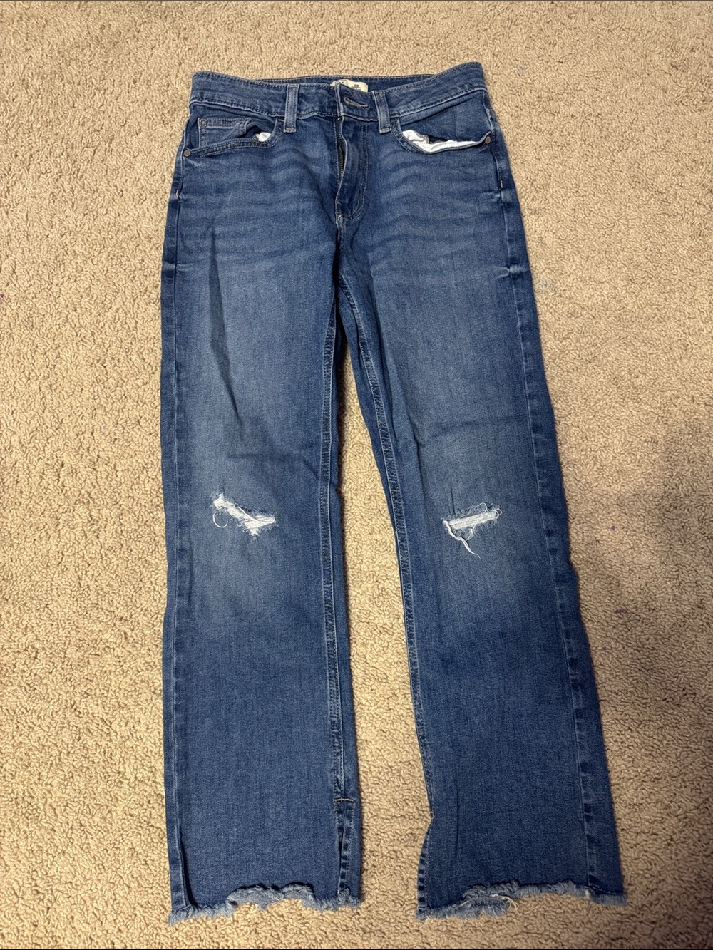 Women's Blue Wide-Leg Distressed Jeans